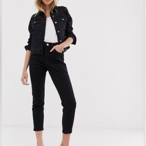 Mango MNG Women's Elegant Black Mom-Fit Straight-Leg Jeans - Size 4